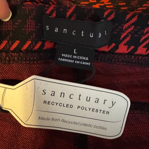 Sanctuary Pull-On Straight Leg Pants Red Plaid Stretch Cotton Women L NWT - Picture 7 of 7